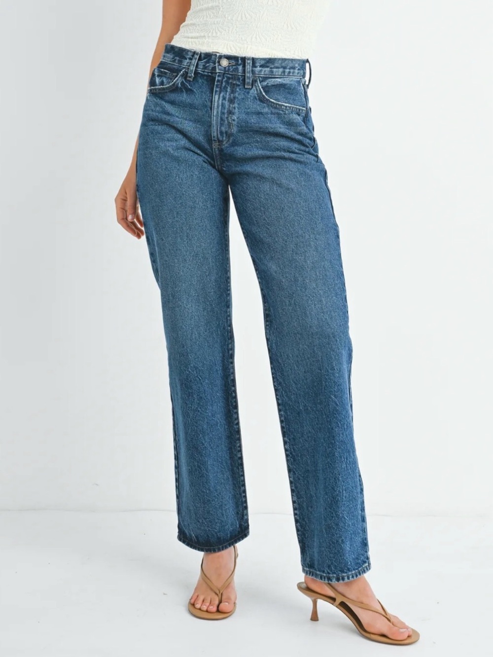 Just Black Denim Relaxed Waist Straight Leg Jeans
